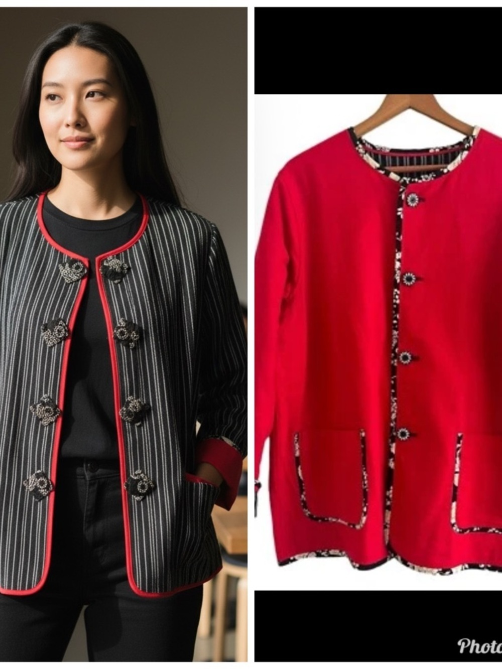 Koos of Course Linen Reversible Jacket black and red